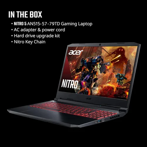Vista 11 de Acer Nitro 5 AN515-57-79TD - Laptop para juegos Intel Core i7-11800H GPU NVIDIA GeForce RTX 3050 Ti Pantalla IPS FHD de 15.6 pulgadas de 144
