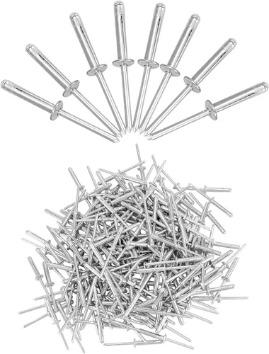 Vista 7 de QWORK Remaches explosivos, 200 piezas de mandril de aluminio de cabeza grande de 3/16 x 1 pulgada, remaches de agarre de aluminio sólido, remaches