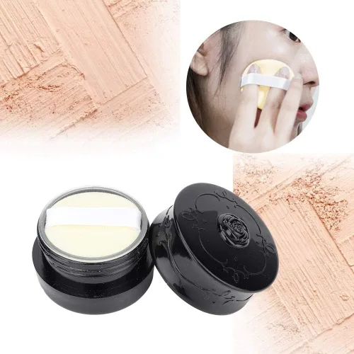 Vista 4 de Contenedor de polvo de maquillaje con tapa de recipientes de tamiz, contenedor de polvo de maquillaje vacío y suelto con botella de viaje de esponja