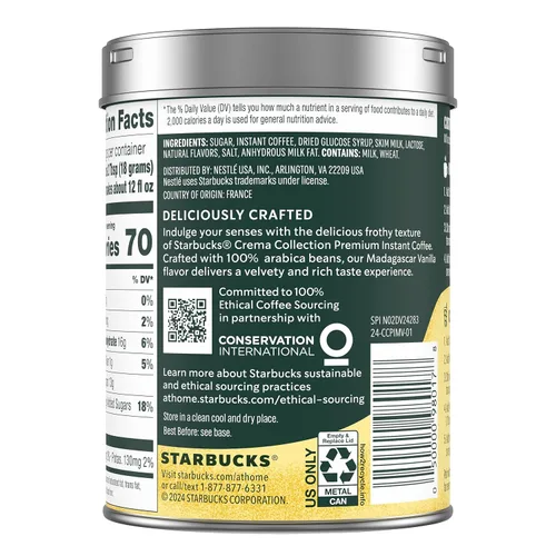Vista 11 de Starbucks Crema Collection Premium - Café instantáneo con sabor a vainilla de Madagascar, 100% granos arábica, 3 latas (7.12 onzas cada una)