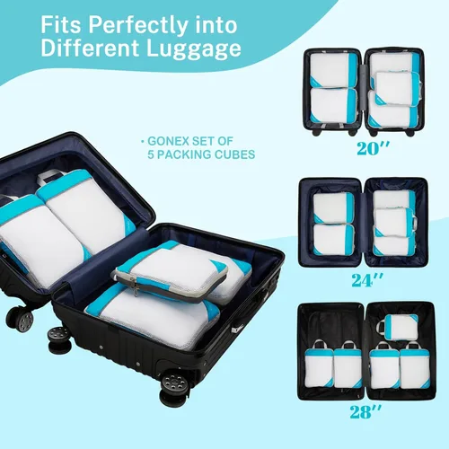 Vista 5 de Gonex cubos de compresión para embalaje, almacenamiento organizadores en cubo de malla extendible