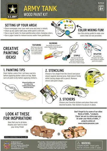 Vista 6 de Kit de camión de basura de madera con equipo de pintura de MasterPieces Puzzle Company Works of Ahhh, Army Tank