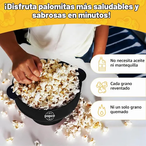 Vista 3 de POPCO Palomitas de maíz de silicona para microondas con asas, para hacer palomitas de maíz, para microondas, cuenco plegable, apto