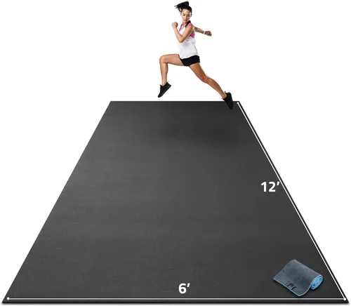 Vista 10 de Gorilla Mats Alfombrilla de Ejercicio Premium Extra Grande – 9x6', 12x6', 15x6' (1/4" de Grosor) Ultra Duradera, Antideslizante, Alfombrilla