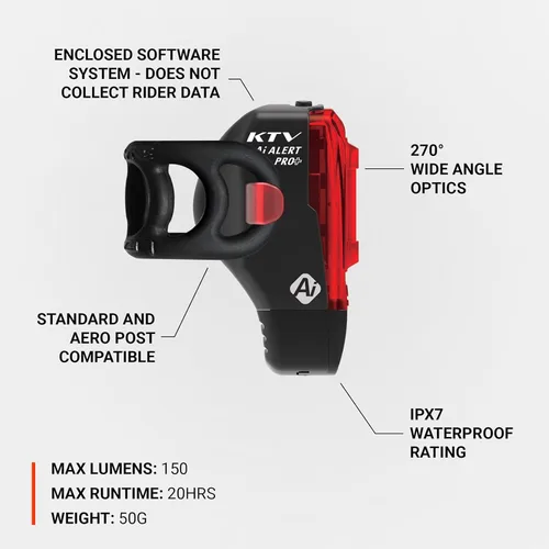 Vista 4 de LEZYNE KTV Drive Pro Alert - Luz trasera para bicicleta, recargable por USB, duradera, resistente a la intemperie, IPX7, luz trasera LED blanca