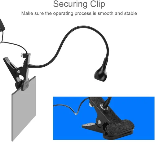 Vista 8 de Zopsc Lámpara de curado de pegamento LED USB 3W para teléfono, abrazadera portátil flexible de 360 °, longitud de onda 395, Plug and Play