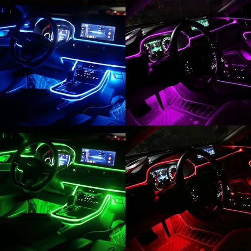 Vista 7 de Luces Interiores para Automóvil, SAMGCHI Tira de Luces LED USB para Automóvil, Kit de Iluminación Ambiental para Automóvil con 236 pulgadas de Fibra