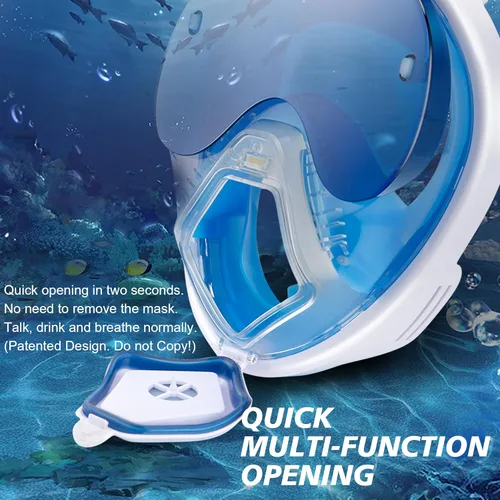 Vista 6 de Devilfish Full Face Snorkel Mask Adults, Dry Top System Snorkeling Set with Foldable Sunglasses, 180 Degree Panoramic View Snorkel Gear, Scuba