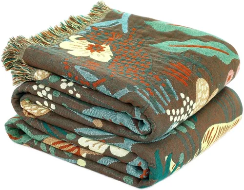Vista 31 de Cobija para cama de estilo bohemio, 100 % algodón, ultra suave, edredón rústico, cobija de otoño, estampado floral, decoración de granja, cobija