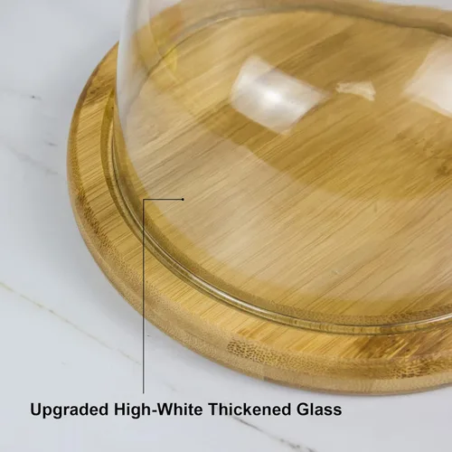 Vista 6 de Bandeja para postres de vidrio con base, mini bandeja decorativa para pastel con cubierta de cúpula de vidrio, bandeja de exhibición de pastel