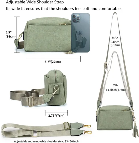 Vista 4 de Roulens Cartera para mujer, de gran capacidad, de piel auténtica, plegable, con bloqueo RFID, tarjetero con bolsillo con cremallera