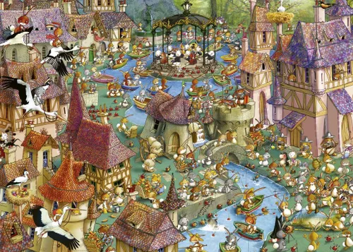 Vista 4 de Heye Puzzles - Triangular, 1000 Pc - Bunnytown, Ruyer