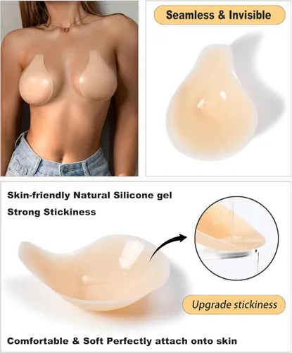 Vista 2 de 2025 - Cubiertas para pezones sin costuras de elevación añadida ultrafinas para mujer, 2 pares