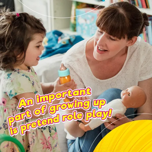 Vista 4 de Ja-Ru Biberones mágicos para muñecas de bebé, botella de leche y botella de jugo, accesorios para muñecas de bebé. Set con 2 botellas. 701-1