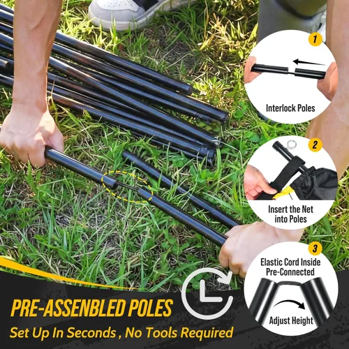 Vista 6 de Volleyball Badminton Pickleball 3-in-1 Combo Net Set for Backyards, 5.1-7.4ft Adjustable Height Freestanding Indoor Sports Nets, Portable 17ft