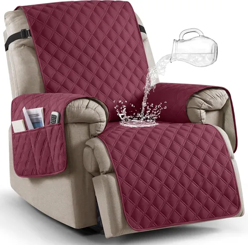 Vista 22 de Ruaozz Funda para Silla Reclinable 100% Impermeable Antideslizante Funda Reclinable para Silla Reclinable Funda de Asiento de Silla Lavable con Beige