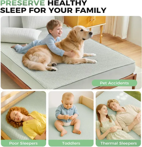 Vista 8 de Tokokimo Protector de colchón 100% impermeable, funda de colchón de enfriamiento de tela de aire 3D, sábana bajera con bolsillos elásticos, sueño