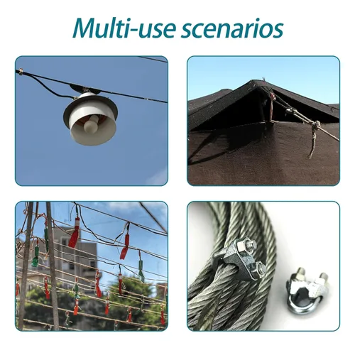 Vista 6 de Abrazadera de cuerda de alambre, 20PCS 1/8 pulgadas M3 abrazaderas de cable, abrazadera de alambre plateada cinc