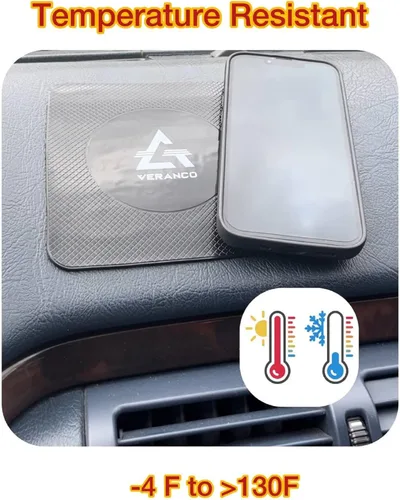 Vista 3 de Tapete de tablero de automóvil, 5.5 x 6.3 pulgadas, material de gel PU, negro, ajuste universal, alfombrilla antideslizante multifunción