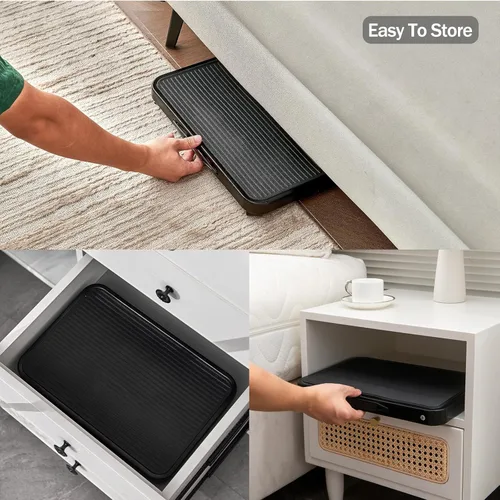 Vista 5 de Taburete plegable, altura ajustable de 1 escalón, 330 libras, plataforma portátil resistente con pies antideslizantes y escalera de paso