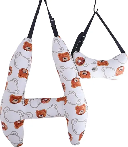 Almohada de viaje en forma de H, almohada suave para el cuello, cojín de apoyo para la cabeza y el cuerpo para asiento de automóvil con