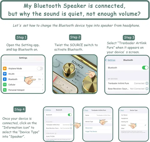 Vista 7 de Altavoz Bluetooth retro de madera, altavoz inalámbrico portátil vintage con placas frontales intercambiables, radio FM, subwoofer y dial giratorio