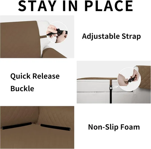 Vista 611 de Easy-Going - Funda reversible para sofá reclinable, resistente al agua, protector de muebles con correas elásticas, para mascotas y niños