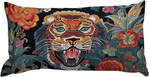 Vista 34 de Lumbar Pillowcases Brown Cheetah Leopard Print Throw Pillow Cover Asian Chinese 12x16 Decorative Pillow Home Cotton Linen Chic Cushion Cases for