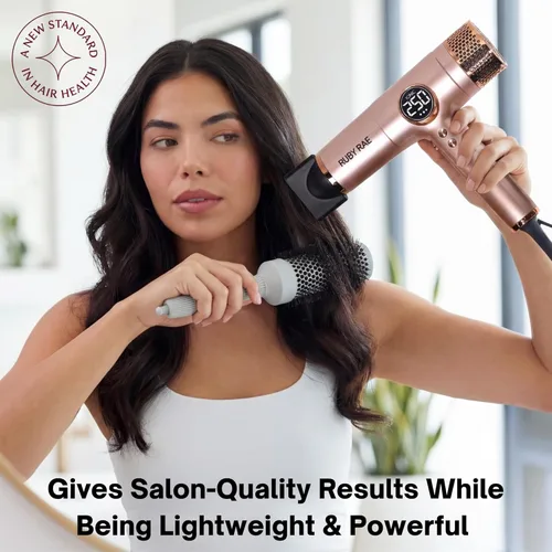 Vista 9 de RUBY RAE Secador de pelo Ionic de 2000 W, secador profesional de doble voltaje con difusor, diseño ligero, secado rápido, tecnología de bajo ruido