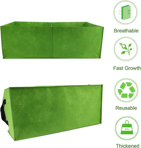 Vista 2 de Bolsas de Cultivo para Plantas, Paquete de 5 Bolsas de Tela Elevadas para Plantar, Bolsa de Cultivo Rectangular de 2 Agujeros, Macetas Transpirables
