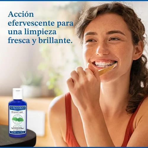 Vista 7 de Eco-dent Polvo dentífrico con bicarbonato de cuidado diario, menta original, 2 oz, paquete de de 1