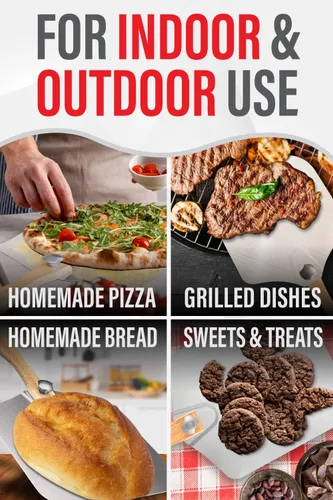 Vista 2 de Espátula de pizza para parrilla – 12 pulgadas con cortador de pizza – Paleta de pizza para tornear pizza, pan, galletas y hornear