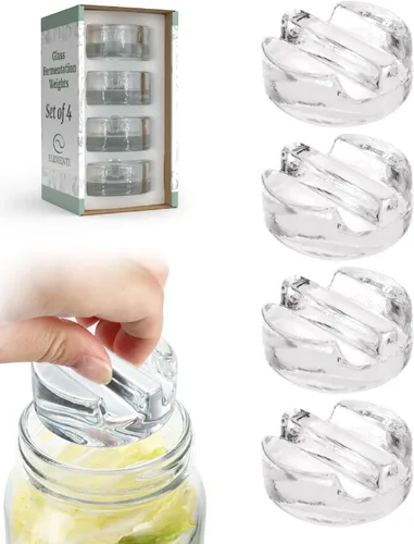 Vista 9 de Elementi Kit de pesas de fermentación – Juego de 2 pesos de fermentación de vidrio y tapas de fermentación de tarros Mason para tarros Mason de boca