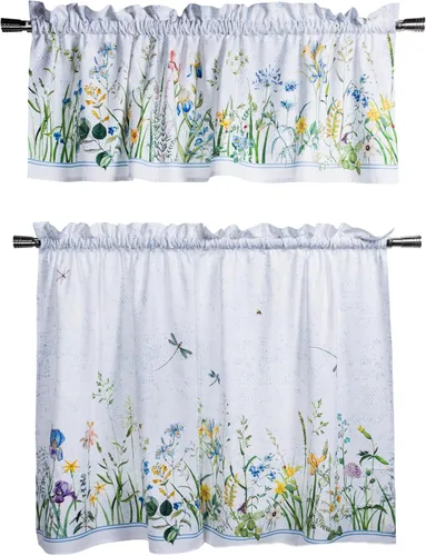 Vista 15 de Juego de cortinas de cocina Maison d' Hermine para ventanas 100% algodón Juego de cortinas y cenefas de cocina para el hogar [2 niveles