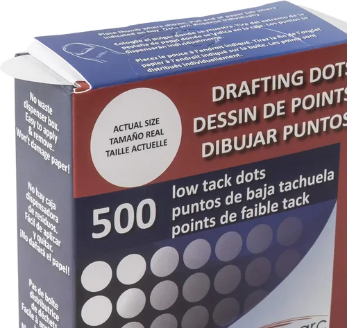 Vista 2 de Pacific Arc Puntos de dibujo profesionales en blanco 7/8 ", rollo de 500 puntos por caja