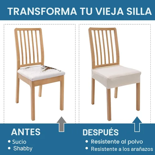 Vista 7 de smiry Fundas de asiento impermeables para sillas de comedor, juego de 4, fundas elásticas de jacquard extraíbles y lavables, sin fundas traseras