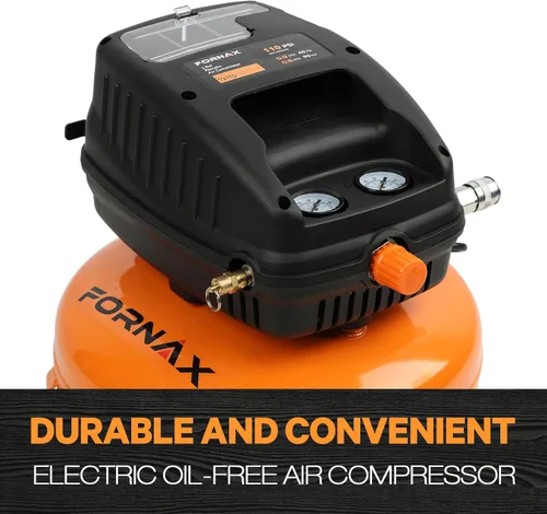 Vista 3 de FORNAX - Compresor de aire redondo, 3 galones, 110 PSI, compresor de aire portátil, sin aceite