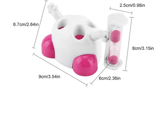 Vista 3 de Soporte para cepillo de dientes con 3 minutos de dibujos animados Animal Countdown Timer Founction (azul)