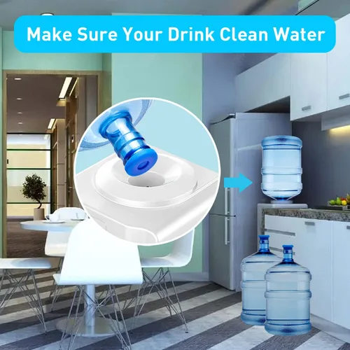 Vista 7 de Tapa reutilizable para jarra de agua de 3 y 5 galones, tapas de botellas de agua para botellas de 2.165 in, tapas de silicona antiderrames