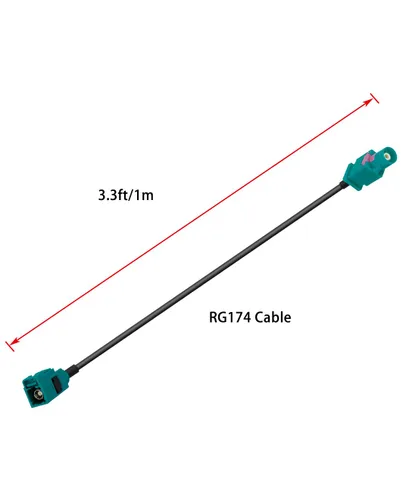 Vista 5 de Fakra Z macho a Fakra Z hembra RF cable coaxial 3.3ft/1m RG174 para navegación GPS estéreo del coche