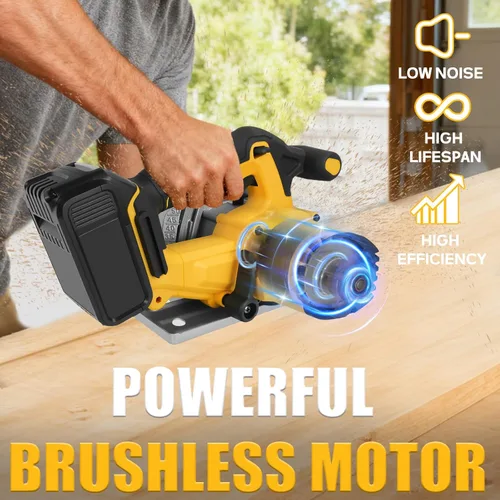 Vista 3 de Sierra circular inalámbrica para batería Dewalt de 20 V, sierras sin escobillas, hoja de 6-1/2 pulgadas, bisel de corte de 0-45°, profundidad