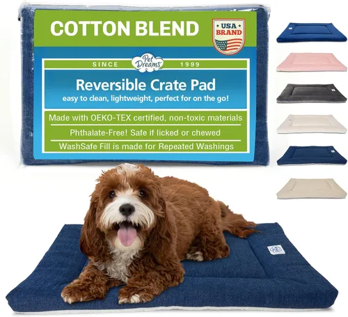 Pet Dreams La cama para jaula para perros es la alfombrilla original para jaula de perros, completamente lavable, cama de perrera, alfombrilla