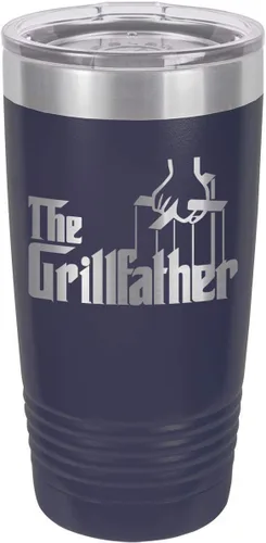 Vista 12 de THE GRILLFATHER BLACK Vaso de bebida de 20 oz con pajita Taza de viaje grabada con láser con citas para asar Comparar con Yeti Rambler La