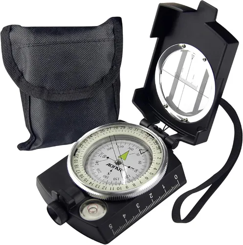 AOFAR Military Compass,AF-4580 Lensatic Sighting, Waterproof and Shakeproof with Map Measurer Distance Calculator, Pouch for Camping, Hiking