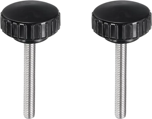 Vista 92 de uxcell 2 perillas de sujeción moleteadas M6 x 0.394 in métricas de acero inoxidable 304 rosca macho tornillo de pulgar en tipo 1.181 in cabeza