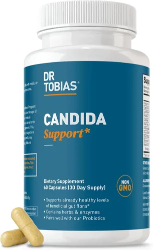 Vista 2 de Dr. Tobias Candida Support (complejo de equilibrio de flora intestinal) + tabletas de L-lisina de 500 mg – Desintoxicación intestinal y limpieza
