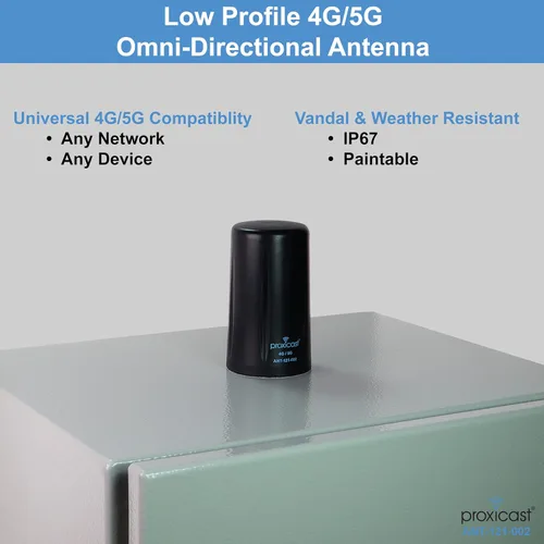 Vista 2 de Proxicast Antena de montaje de tornillo omnidireccional 4G/5G resistente al vandalismo de bajo perfil – Cable coaxial de 10 pies – para Cisco