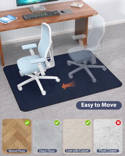 Vista 5 de Blvornl Office Chair Mat for Hardwood Floor and Low Pile Carpet, 35.5" x 47.2" Corduroy Surface Desk Rolling Chair Mat for Hard Floors, Heavy Duty