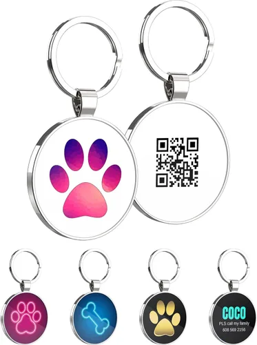 Vista 21 de Etiquetas para perros con código QR, personalizadas para mascotas - Etiquetas de identificación con nombre personalizadas - Escaneo en línea gratis