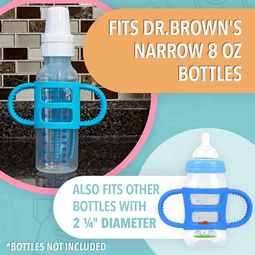 Vista 2 de Impresa Paquete de 3 asas para biberones – Compatible con botellas Dr. Brown – Silicona transparente sin BPA – Soporte de fácil agarre